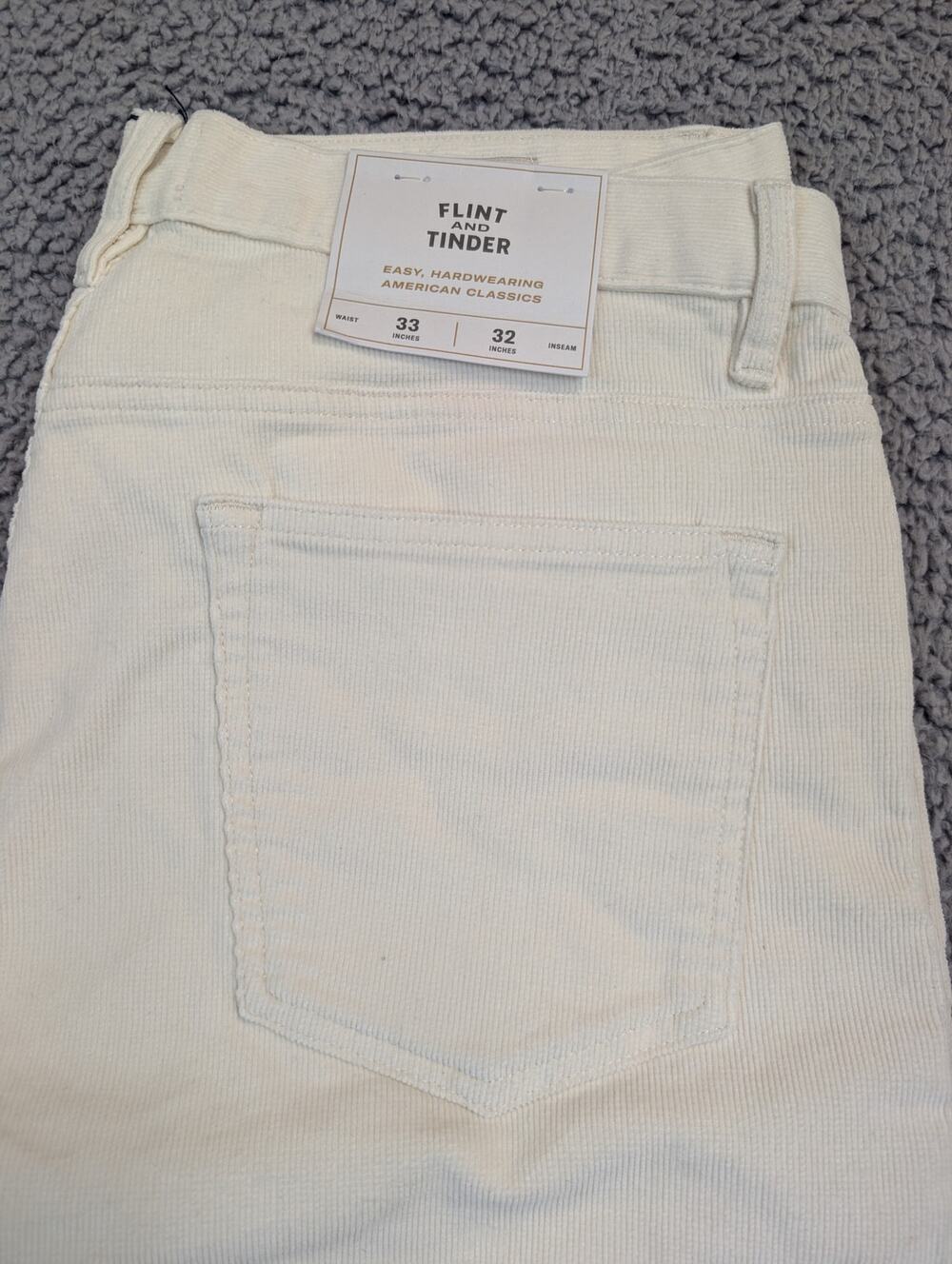 Flint and Tinder Corduroy Pants Size 33x32 Off White Slim Fit Pants (1339)
